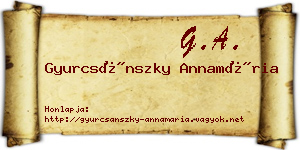 Gyurcsánszky Annamária névjegykártya